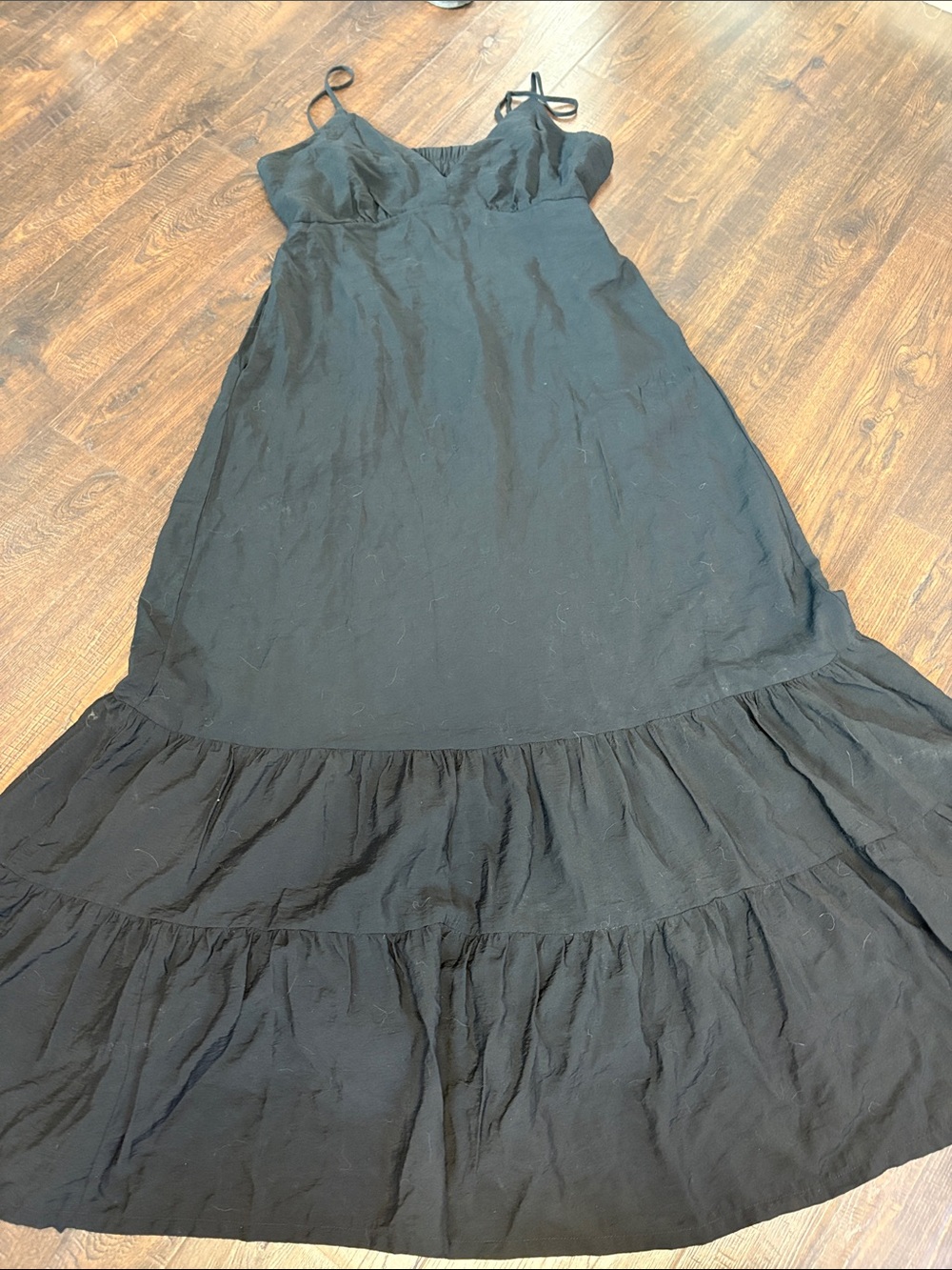 Target- A New Day Womens Med Black Spaghetti-Strap Maxi Dress-open elastic back